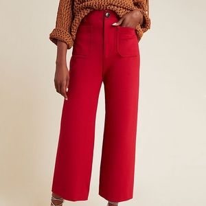 Anthropologie Red Wide-Leg Pants